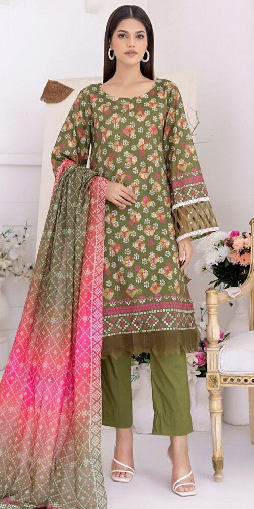 Unstitched Printed Lawn 3Pc - Salitex Chunri 05
