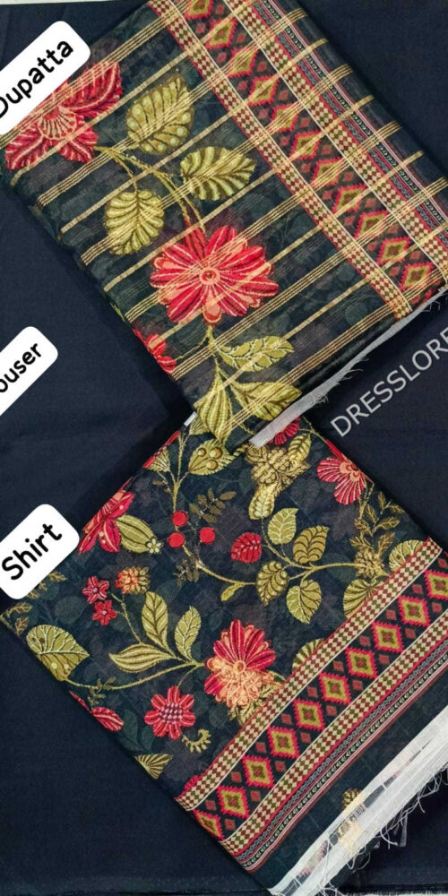 Unstitched Jacquard Printed Lawn 3Pc - Dress Lore 04