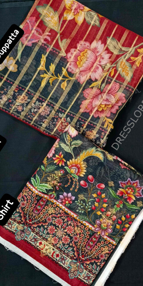 Unstitched Jacquard Printed Lawn 3Pc - Dress Lore 03