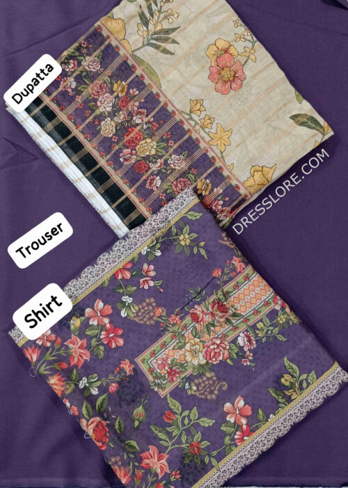 Unstitched Jacquard Printed Lawn 3Pc - Dress Lore 06