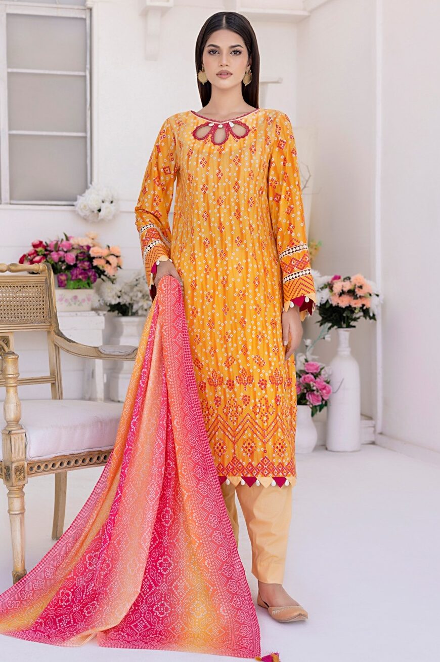 Unstitched Printed Lawn 3Pc - Salitex Chunri 03