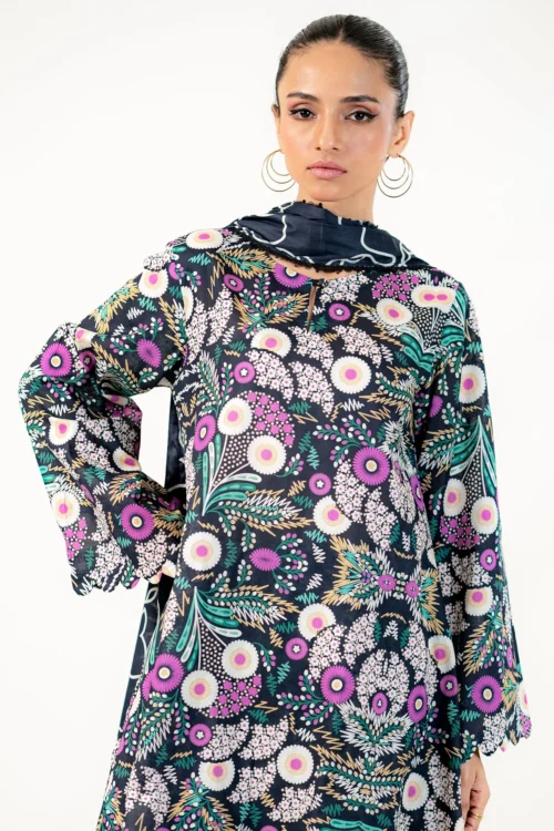 Unstitched Printed Lawn 3Pc - EGO Merriment - Image 2