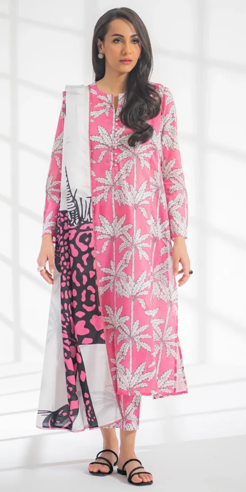 Unstitched Printed Lawn 3Pc - EGO Palms