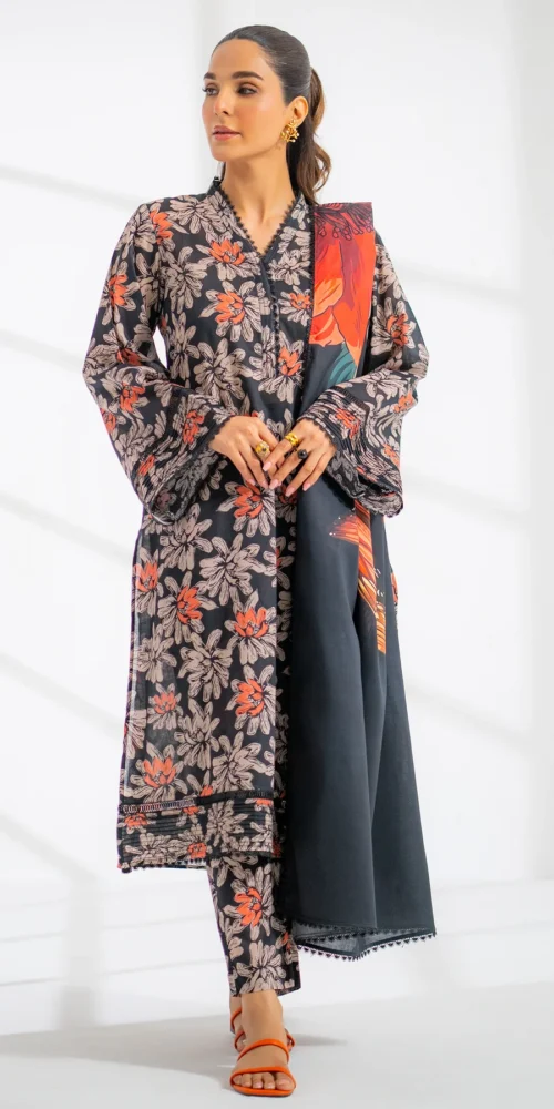 Unstitched Printed Lawn 3Pc - EGO Prelude
