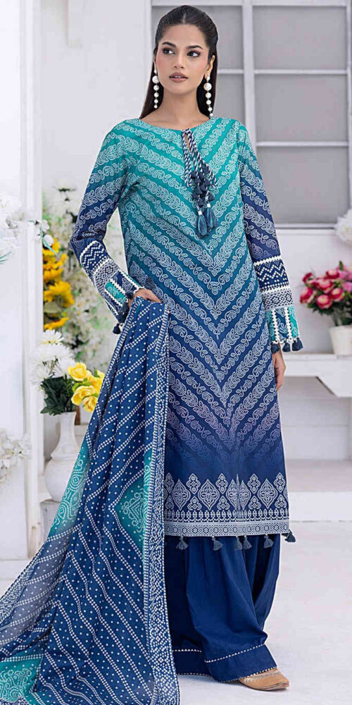 Unstitched Printed Lawn 3Pc - Salitex Chunri 04