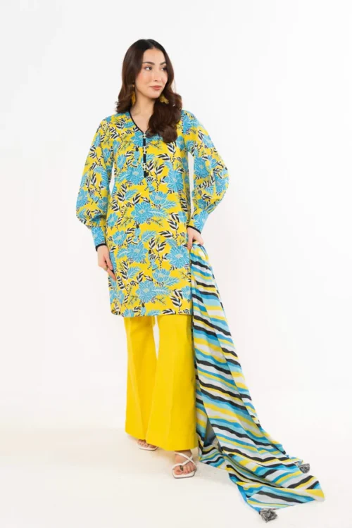 Unstitched Printed Lawn 3Pc - Alkaram (05)