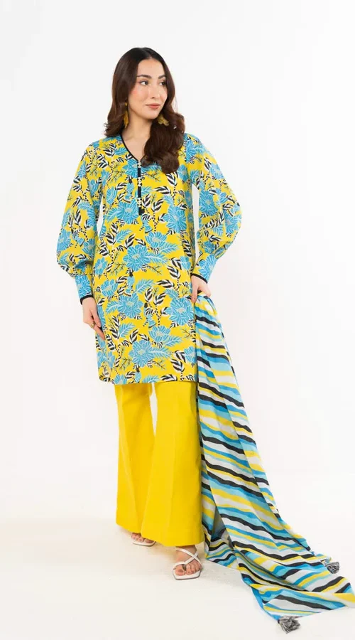Unstitched Printed Lawn 3Pc - Alkaram (05)