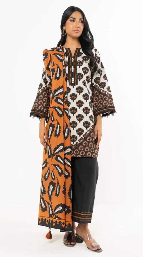 Unstitched Printed Lawn 3Pc - Alkaram (01)