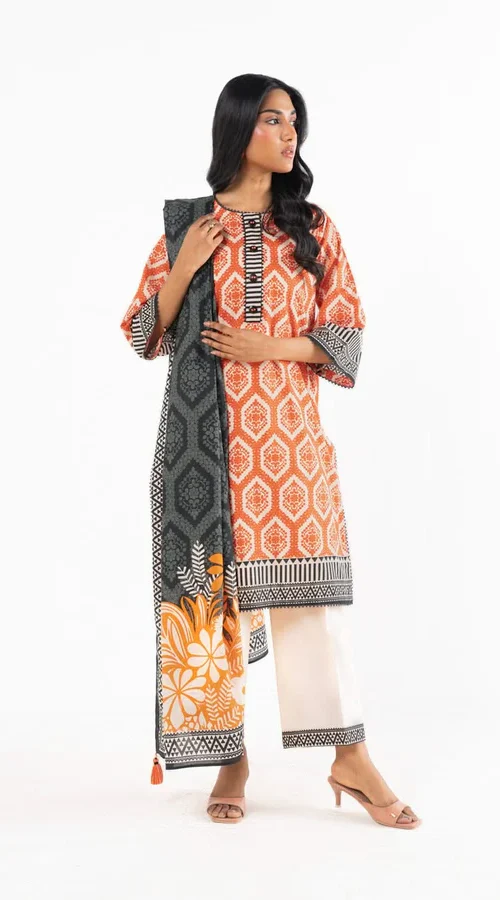 Unstitched Printed Lawn 3Pc - Alkaram (08)