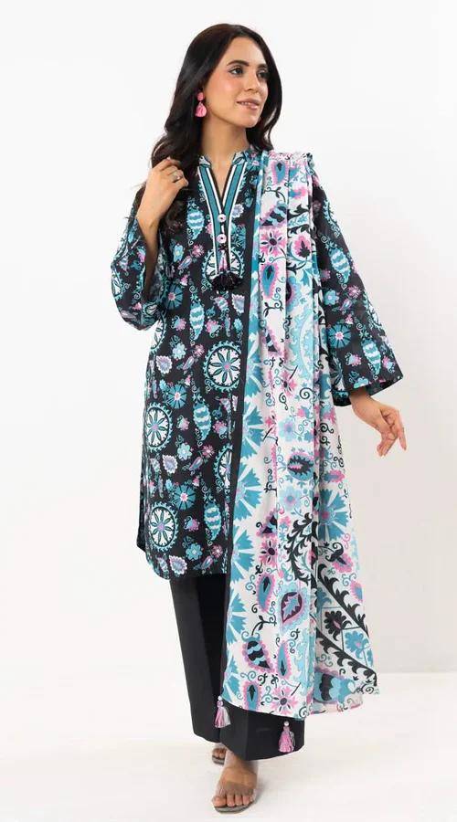 Unstitched Printed Lawn 3Pc - Alkaram (06)