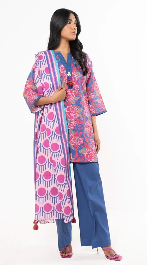 Unstitched Printed Lawn 3Pc - Alkaram (04)
